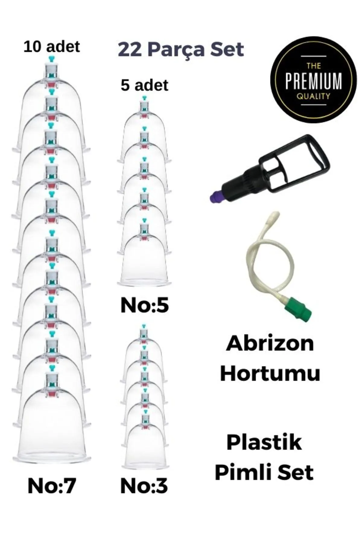 22'li Plastik Pimli Canlandırıcı Selülit ve Çatlak Giderici Kupa Çekme Masaj Aleti - Hacamat Seti